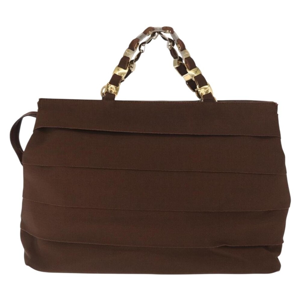 Salvatore Ferragamo Canvas Vara Tote Bag Brown